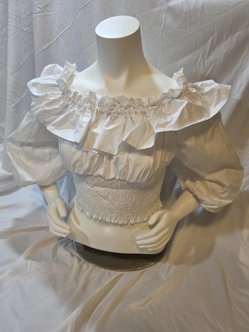NWOT Zara Off Shoulder Balloon Sleeve Top - White Size L